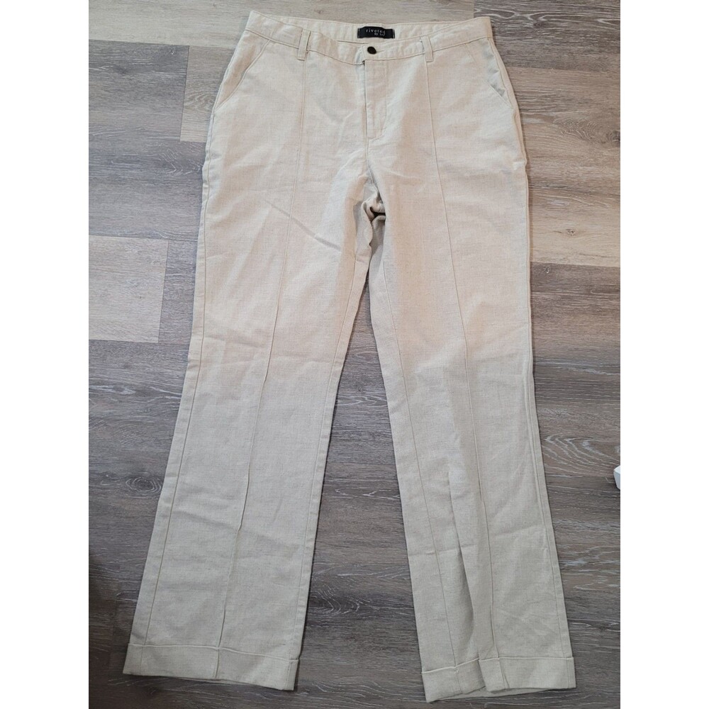 Vintage Lee Rivet Women’s Linen Dress Pants Straight Leg Mid Rise Pockets Sz 16